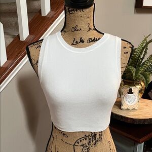 Zara White Ribbed Tank Top